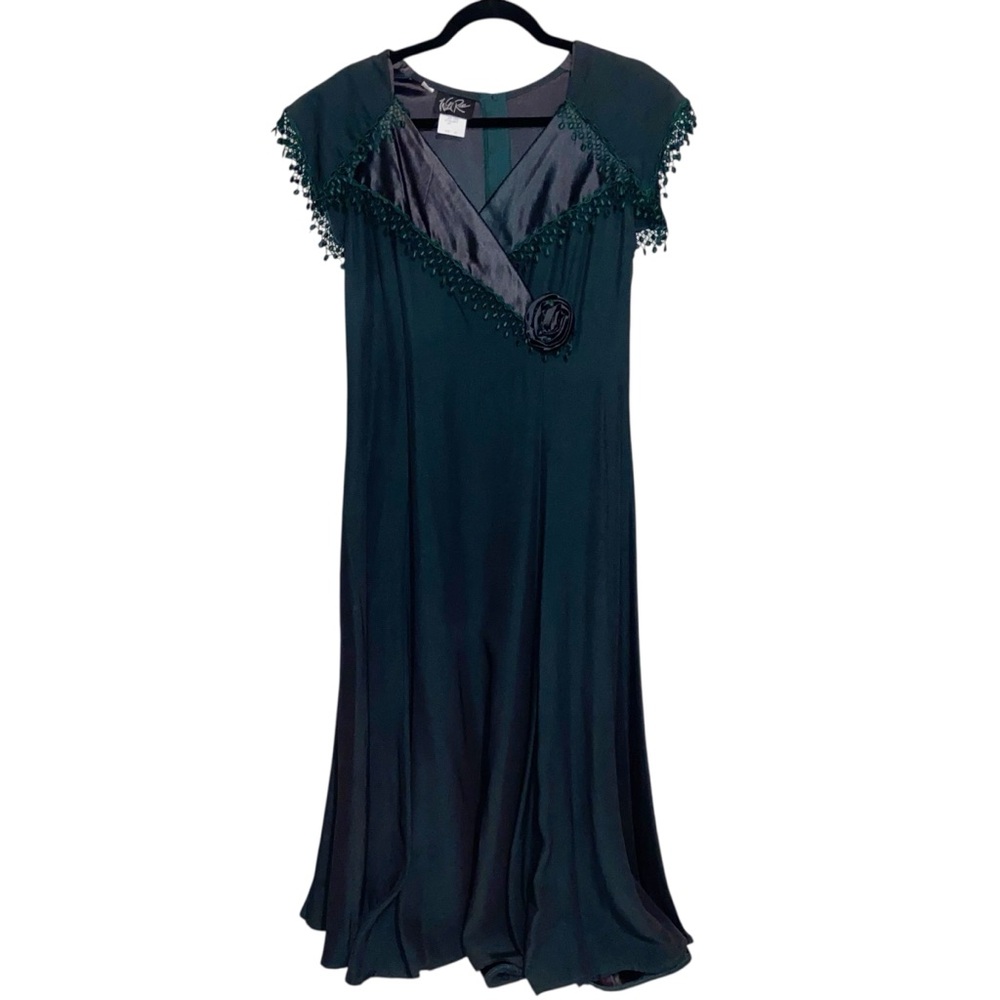 Wild Rose Dress Womens Size 10 Vintage USA Retro Victorian Cottagecore Holiday